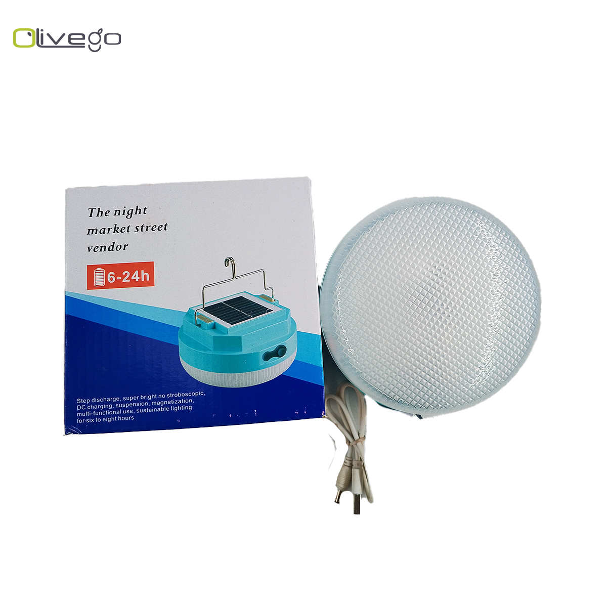 China Solar Rechargeable Bulb  A80 200W (Blue+Pink)